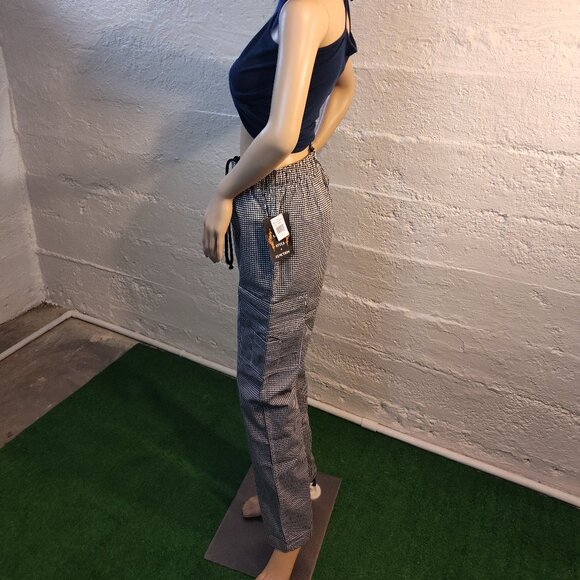 NWT Designer Culinary Apparel Chef Code Black White Checkered Drawstring Pants M - Picture 5 of 14